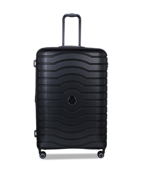 

IT luggage Unisex Black Textured Hard-Sided 360-Degree Rotation Large Trolley Bag