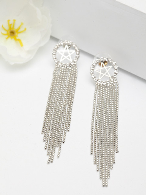 

AVANT-GARDE PARIS Rhodium-Plated Contemporary Drop Earrings, Silver