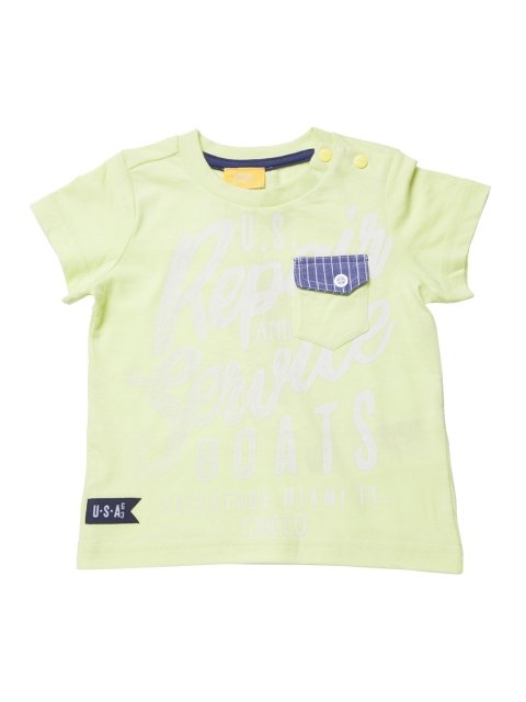 

Chicco Boys Green Printed Round Neck Pure Cotton T-shirt