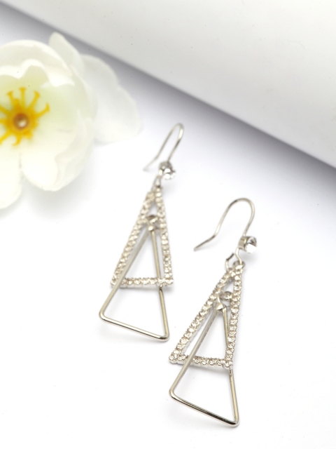 

AVANT-GARDE PARIS Silver-Toned Rhodium Plated Triangular Drop Earrings