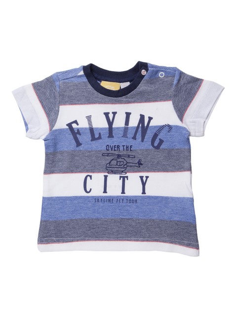 

Chicco Boys Blue & Off-White Striped Round Neck T-shirt
