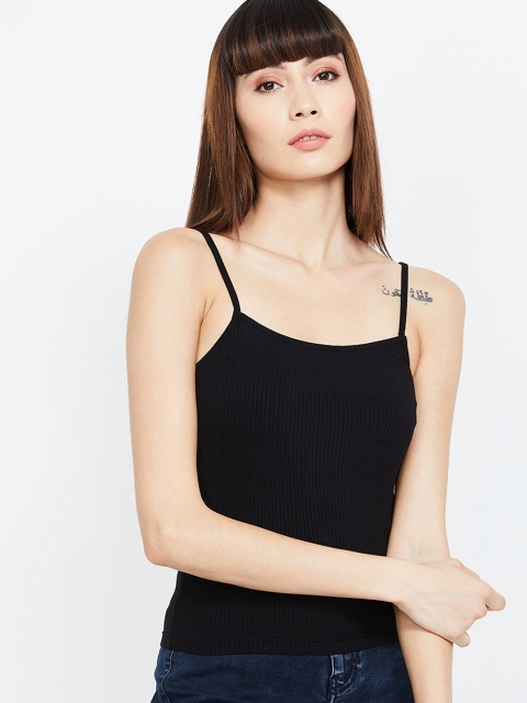 

Ginger by Lifestyle Women Black Solid Fitted Top