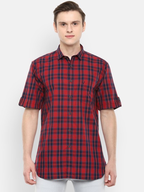 

Allen Solly Men Red & Navy Blue Slim Fit Checked Casual Shirt