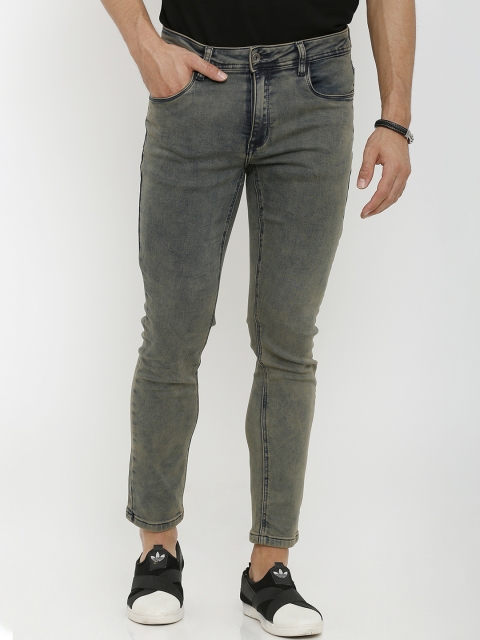

Rex Straut Jeans Men Black & Green Slim Fit Mid-Rise Clean Look Stretchable Jeans