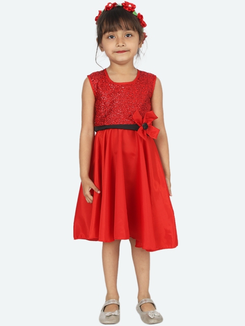 

Samsara Couture Girls Red Embellished Fit and Flare Dress