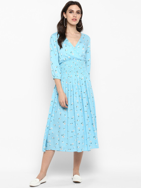 

MIAMINX Women Blue Printed Blouson Dress