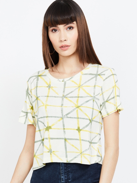 

Ginger by Lifestyle Women Off-White Printed A-Line Top