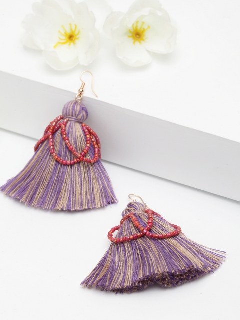 

AVANT-GARDE PARIS Gold-Plated & Lavender Contemporary Drop Earrings