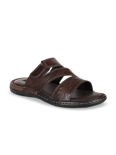 

Egoss Men Coffee Brown Solid Leather Comfort Sandals