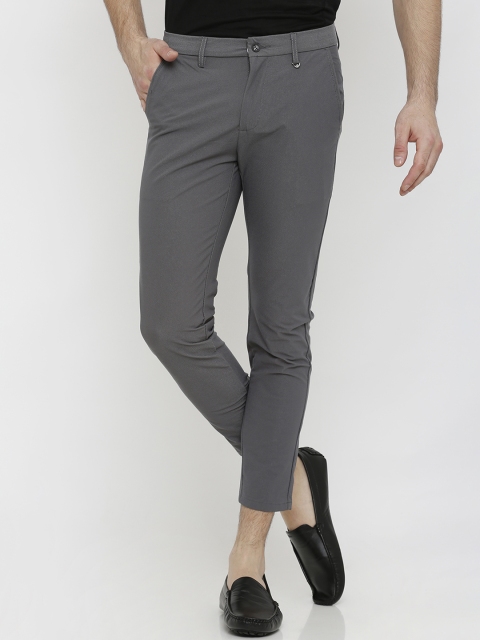 

Rex Straut Jeans Men Grey Slim Fit Self Design Cropped Trousers