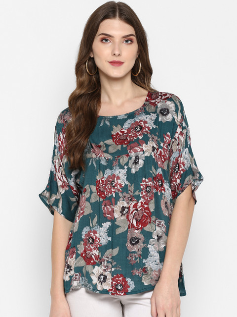 

MIAMINX Women Green Printed A-Line Top