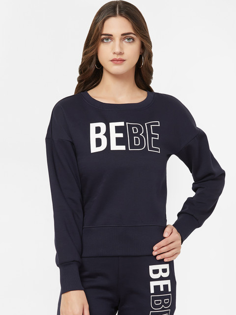 

bebe Women Navy Blue Printed Sweatshirt