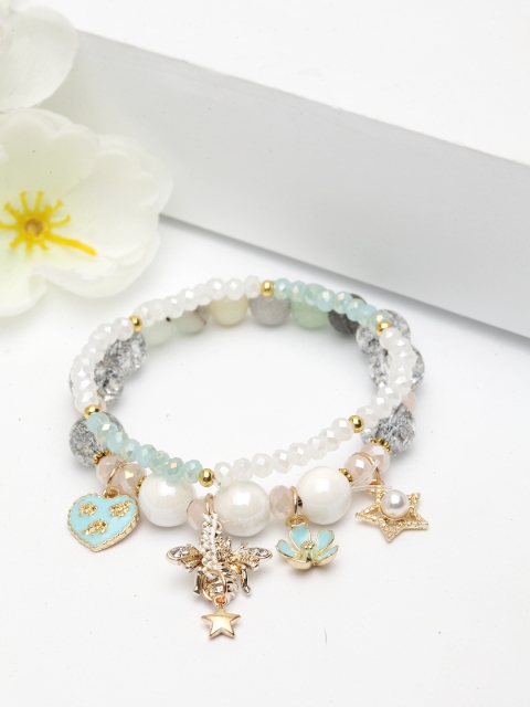 

AVANT-GARDE PARIS Alloy Gold-Plated Blue & White Charm Bracelet