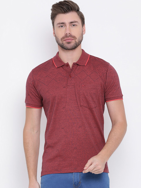 

Monte Carlo Men Maroon Printed Polo Collar T-shirt