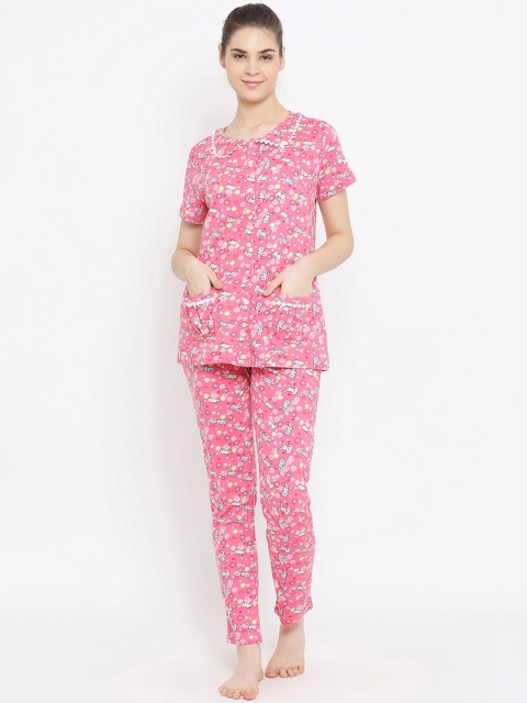 

Kanvin Women Pink & Off-White Printed Night Suit