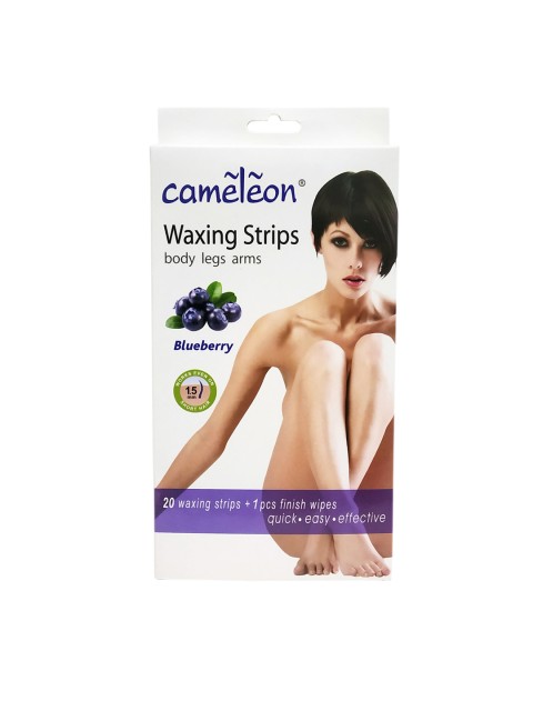 

Cameleon Women Blueberry Body Legs Arms 20 Waxing Strips, Blue