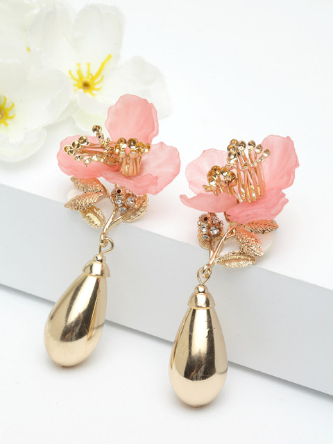 

AVANT-GARDE PARIS Gold-Plated & Pink Contemporary Drop Earrings