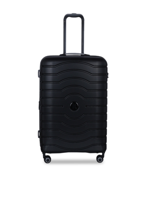 

IT luggage Unisex Black Textured Hard-Sided 360-Degree Rotation Cabin Trolley Bag