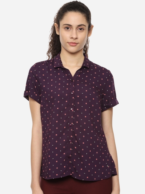 

Allen Solly Woman Purple Regular Fit Printed Casual Shirt