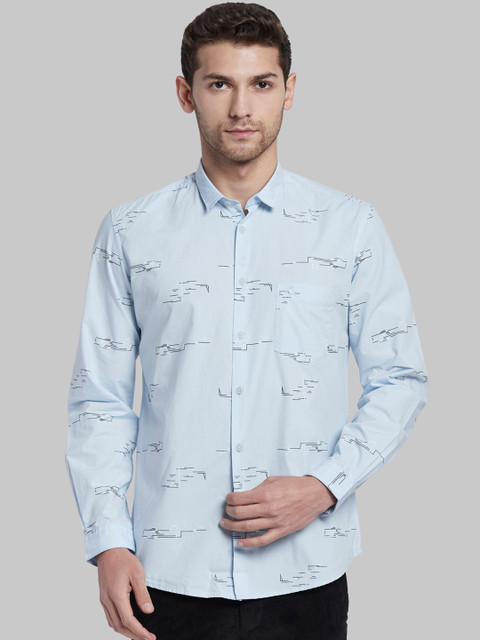 

Parx Men Blue Slim Fit Printed Casual Shirt