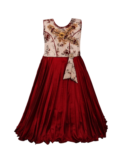 

Wish Karo Girls Red & Beige Embellished Fit and Flare Dress