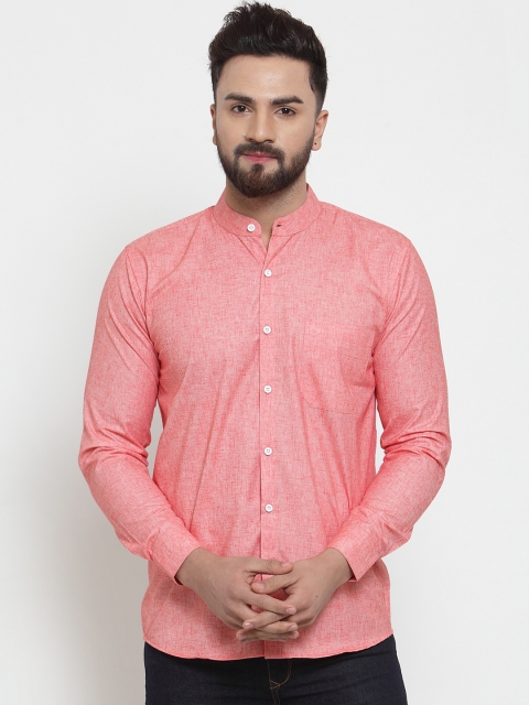 

JAINISH Men Coral Pink Classic Regular Fit Solid Casual Shirt