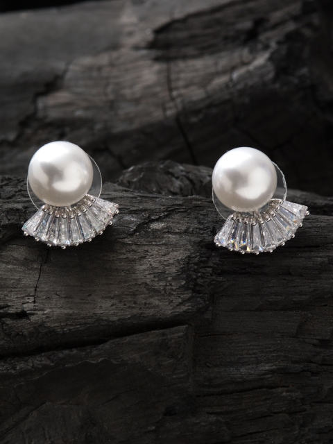 

E2O Women Silver-Toned & Rhodium-Plated Contemporary Studs