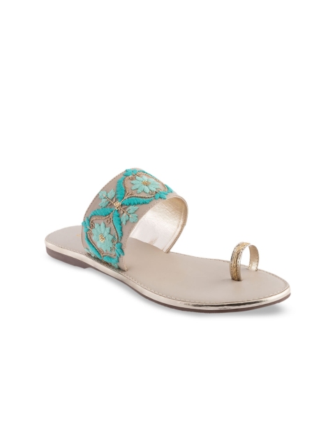 

Signature Sole Women Sea Green Embroidered One Toe Flats