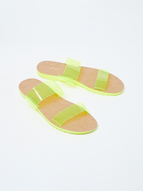 

Ginger by Lifestyle Women Fluorescent Green Solid Open Toe Flats