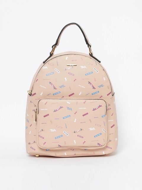 

Ginger by Lifestyle Women Peach-Coloured Typography Backpack