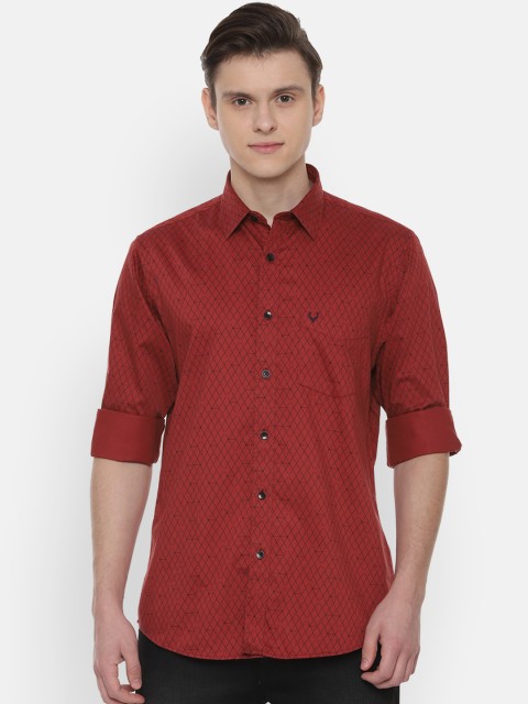 

Allen Solly Men Rust Brown & Black Slim Fit Printed Casual Shirt