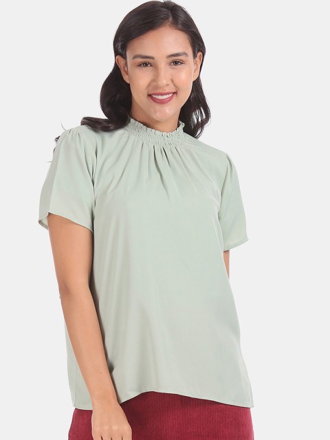 

Elle Women Green Solid A-Line Top
