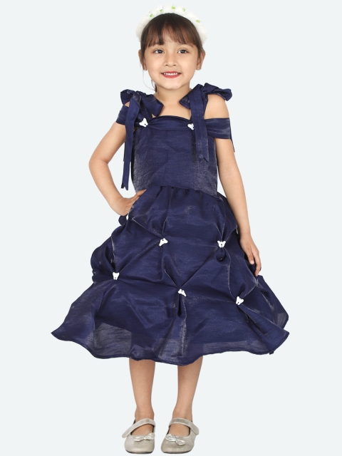 

Samsara Couture Girls Navy Blue Embellished Fit and Flare Dress