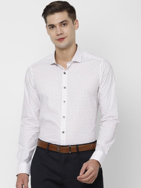 

SIMON CARTER LONDON Men White & Blue Slim Fit Printed Formal Shirt