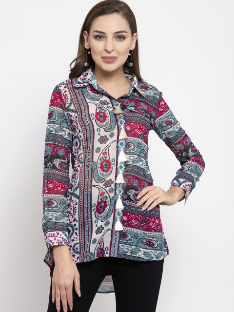 

klauressa Women Multicoloured Ethnic Print Shirt Style Top, Multi