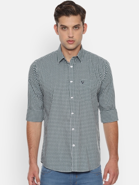 Allen Solly Men Green & White Slim Fit Checked Casual Shirt