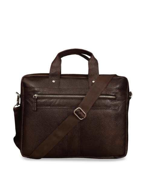 

ABYS Unisex Coffee Brown Leather Solid Laptop Bag