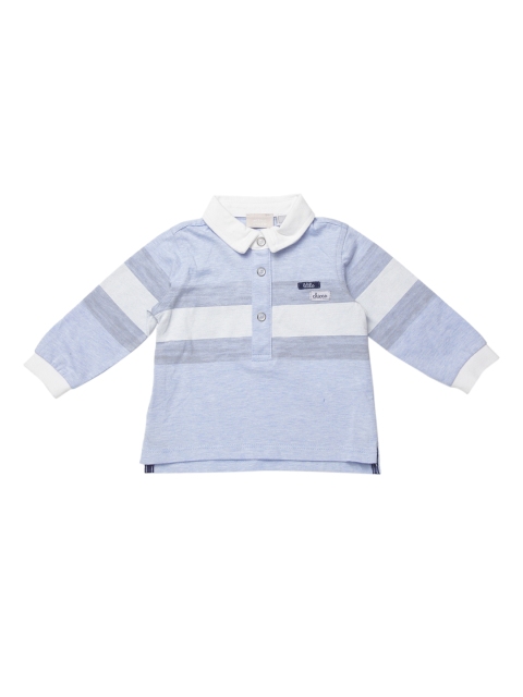

Chicco Boys Blue White Striped Polo Collar Pure Cotton T-shirt