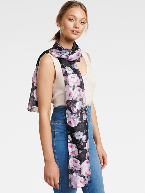 

Forever New Women Black & Pink Floral Printed Stole