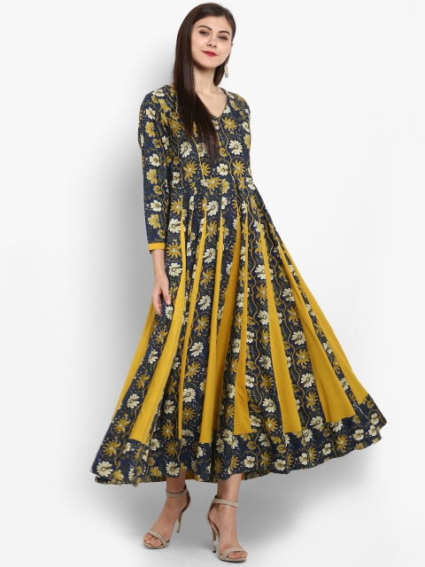 

Fashion String Women Yellow & Blue Printed A-Line Kurta