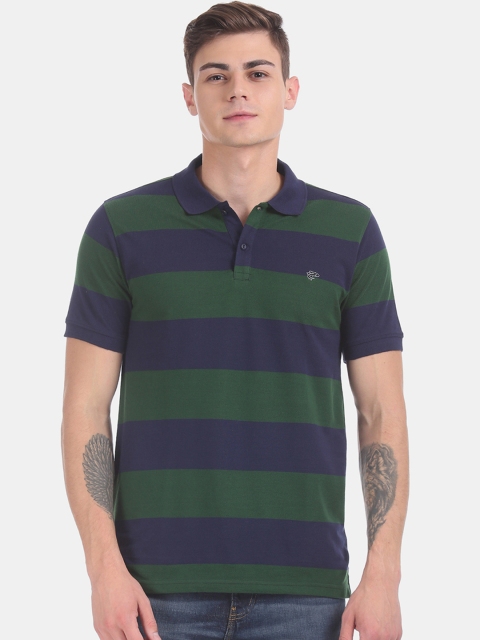 

Ruggers Men Navy Blue Striped Polo Collar T-shirt