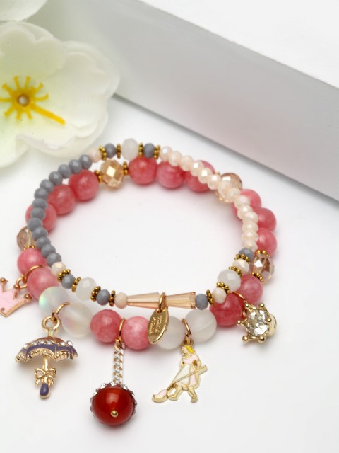 

AVANT-GARDE PARIS Pink Alloy Gold-Plated Charm Bracelet