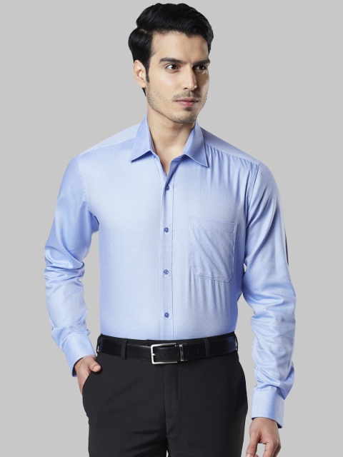 Raymond Men Blue Regular Fit Self Design Formal Shirt