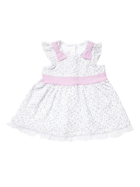 Girls White Printed Fit and Flare Dress
