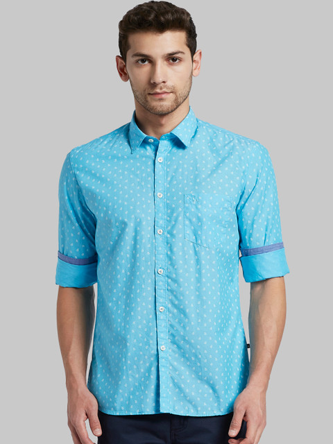 

Parx Men Blue & White Slim Fit Printed Casual Shirt