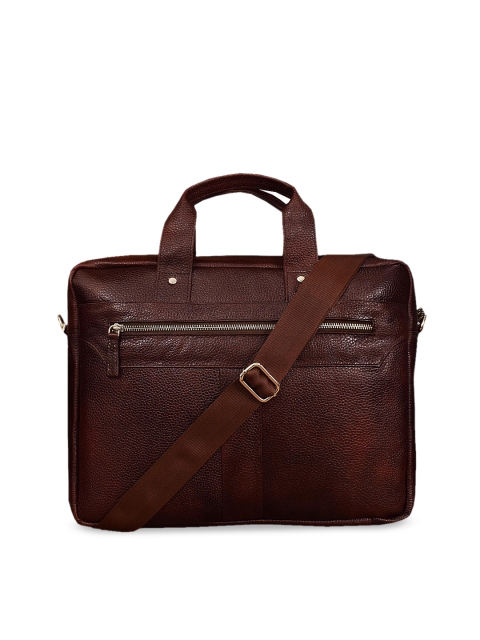 

ABYS Unisex Dark Brown Solid Leather Laptop Bag, Coffee brown