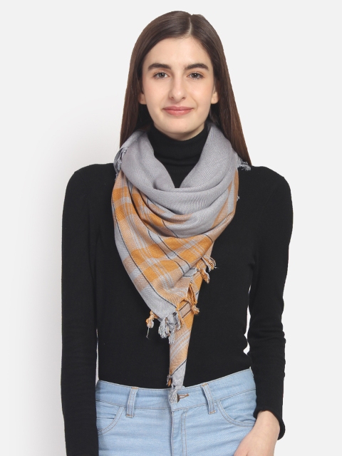 

Anekaant Women Grey & Mustard Yellow Printed Scarf