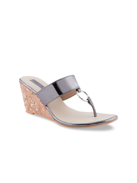 

Signature Sole Women Gunmetal-Toned Solid Heels, Metallic