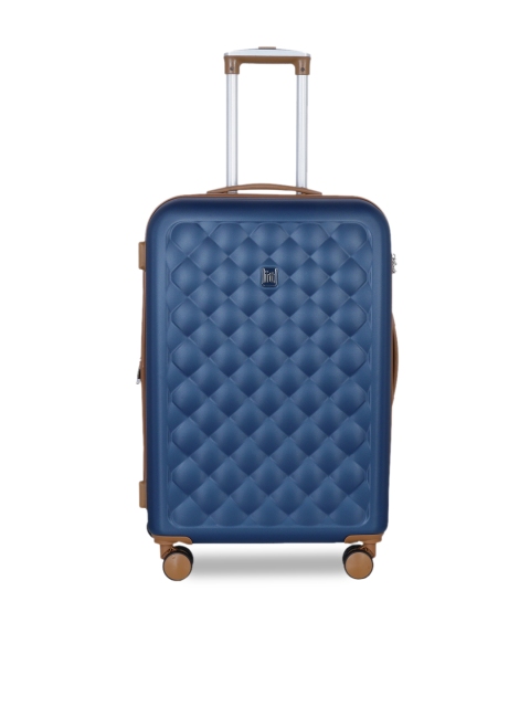 

IT luggage Unisex Navy Blue Textured Hard-Sided 360-Degree Rotation Medium Trolley Bag