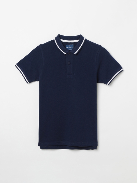 

Fame Forever by Lifestyle Boys Navy Blue Solid Polo Collar T-shirt